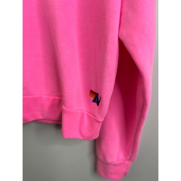 Aviator Nation University of Texas Neon Pink Rainbow Striped Sweatshirt XS Bolt - Picture 6 of 11